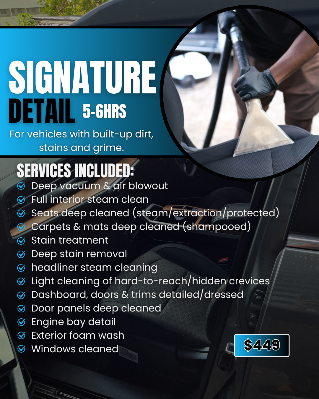 Signature deep car interior detailing package in Suva, Fiji